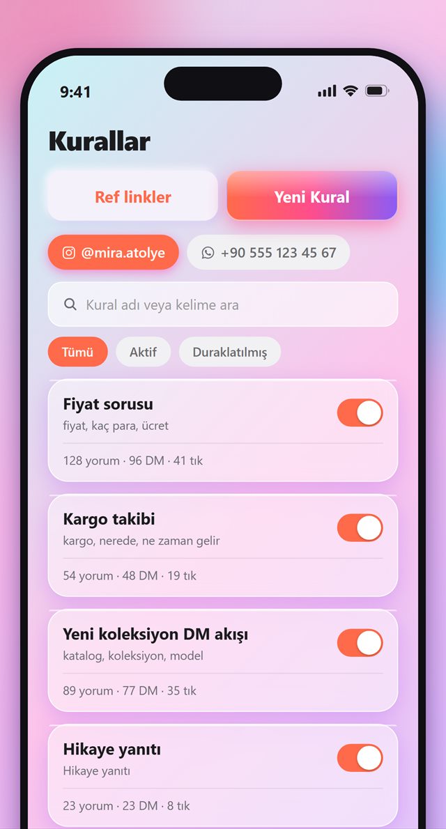Chatterly kurallar ekranı